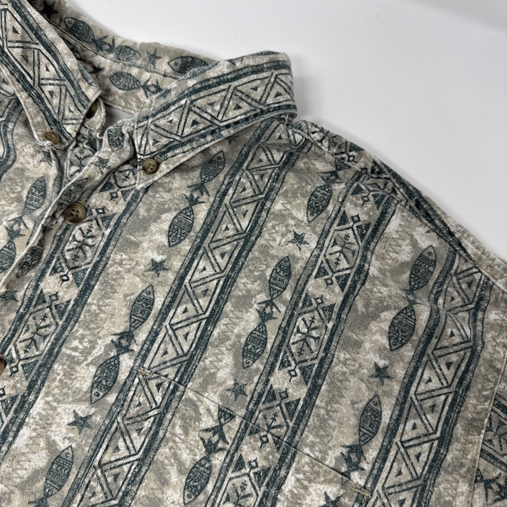 Woolrich Shirt XL Men Short Sleeve Button Down Outdoor Wear Camp Hiking Fish Vtg